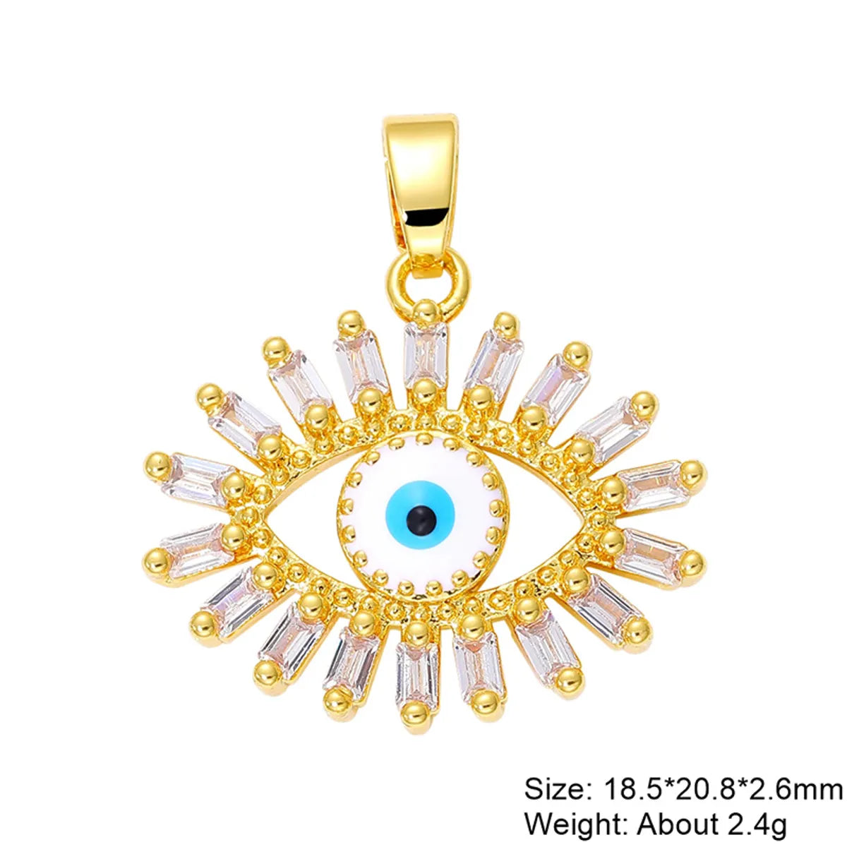 Classic Style Streetwear Cross Devil'S Eye Copper Plating Inlay Zircon 18k Gold Plated Charms