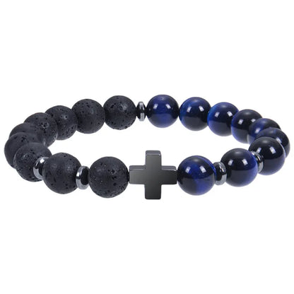 Classic Style Streetwear Geometric Cross Natural Stone Men'S Bracelets