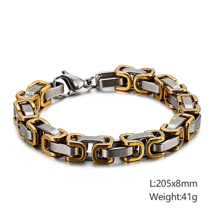 Classic Style Streetwear Geometric Titanium Steel Plating 18K Gold Plated Men'S Bracelets