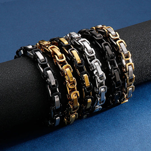 Classic Style Streetwear Geometric Titanium Steel Plating 18K Gold Plated Men'S Bracelets