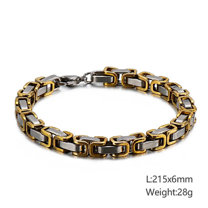 Classic Style Streetwear Geometric Titanium Steel Plating 18K Gold Plated Men'S Bracelets