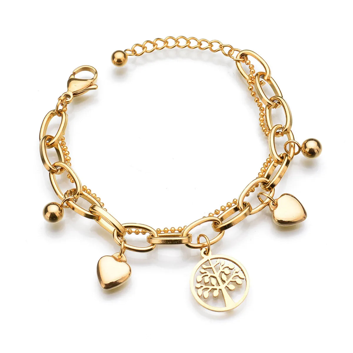 Classic Style Streetwear Geometric Tree Heart Shape Stainless Steel Plating Bracelets