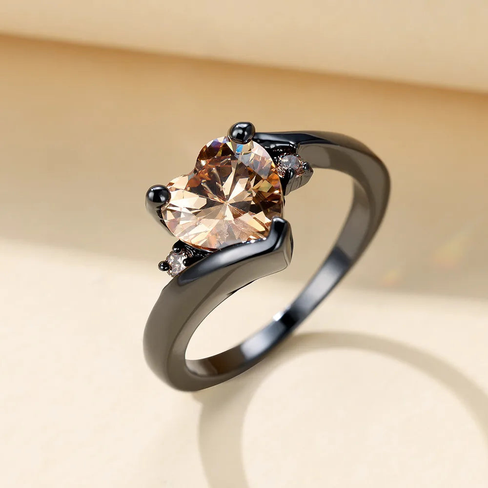 Classic Style Streetwear Heart Shape Copper Inlay Zircon Rings