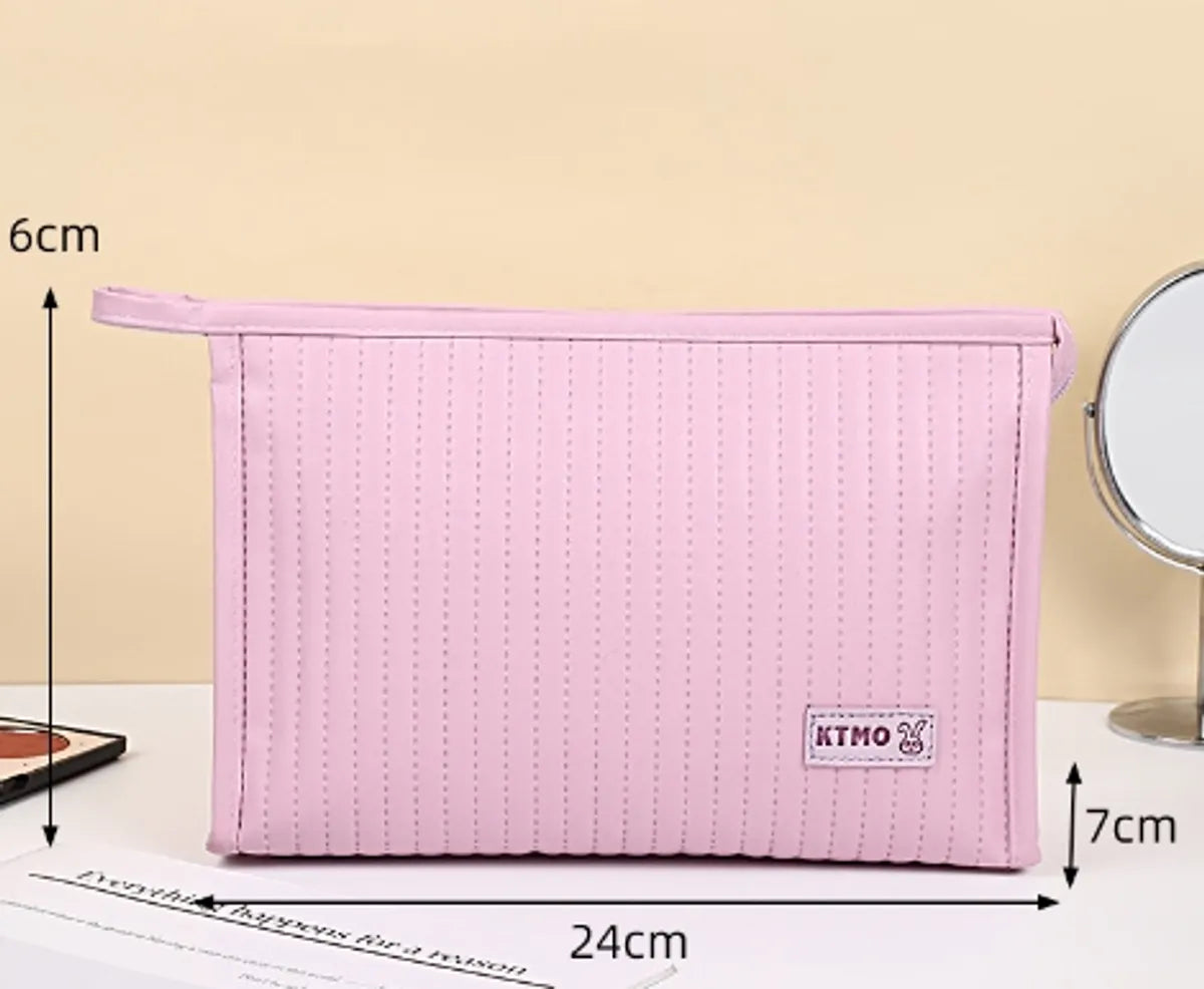 Classic Style Stripe Pu Leather Semicircle Square Makeup Bags