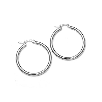 Classic Style Titanium Steel Hypoallergenic Circle Earrings