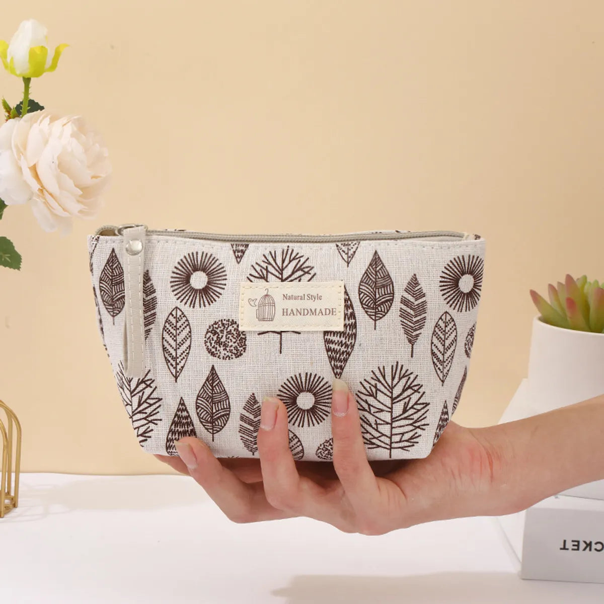 Classic Style Tree Canvas Square Makeup Bags