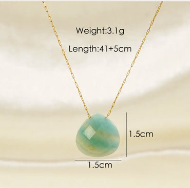 304 Stainless Steel Natural Stone 14K Gold Plated Classic Style Plating Water Droplets Pendant Necklace