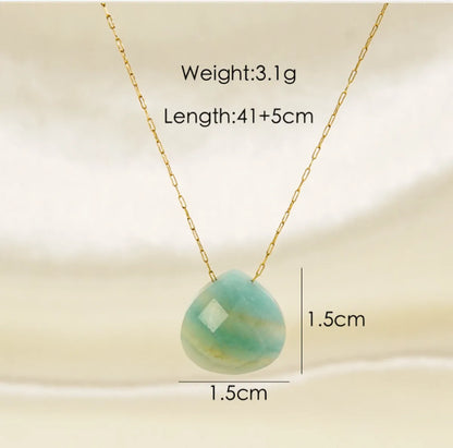 304 Stainless Steel Natural Stone 14K Gold Plated Classic Style Plating Water Droplets Pendant Necklace