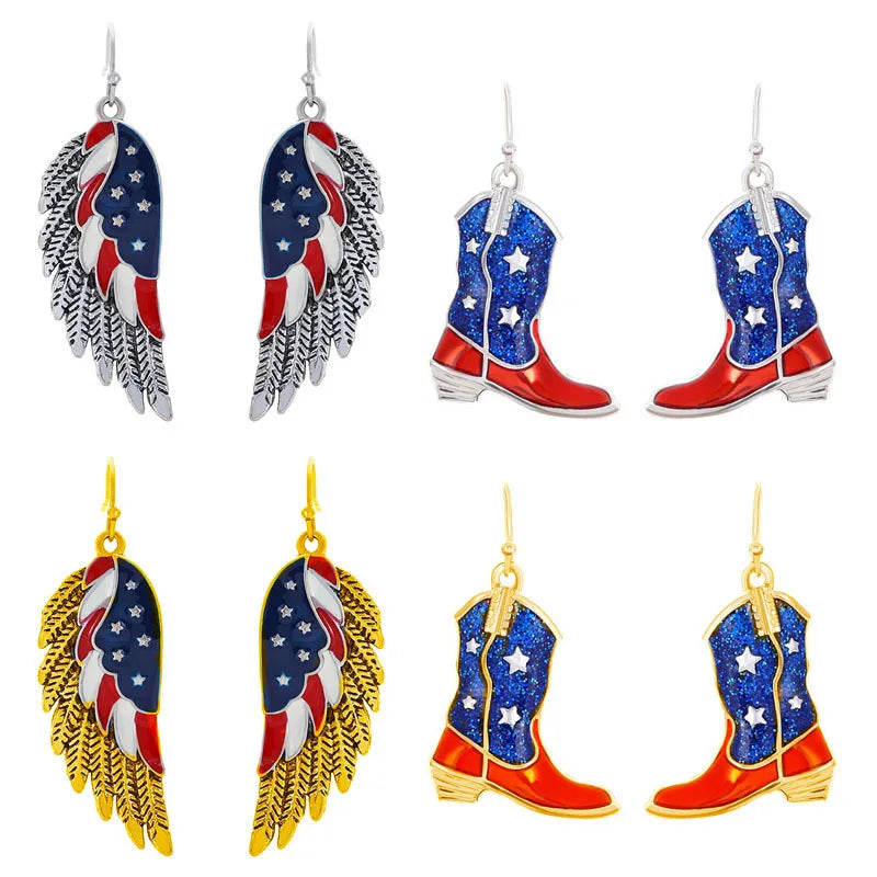 Classic Style Wings Boots Alloy Plating Independence Day Women'S Drop Earrings