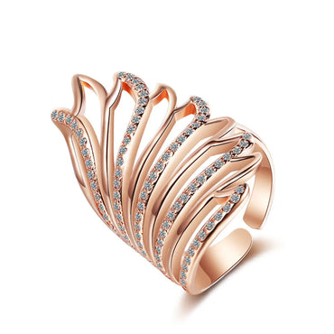 Classic Style Wings Copper Inlay Zircon Open Rings