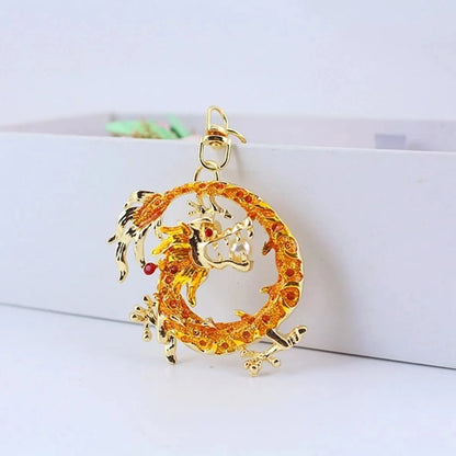 Classical Dragon Zinc Alloy Stoving Varnish Plating Inlay Rhinestones Unisex Bag Pendant Keychain