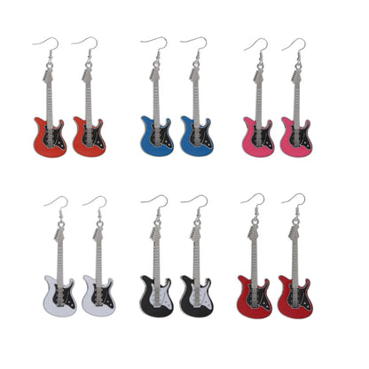 Classical Guitar Retro Contrast Color Chic Music Earrings Wholesale