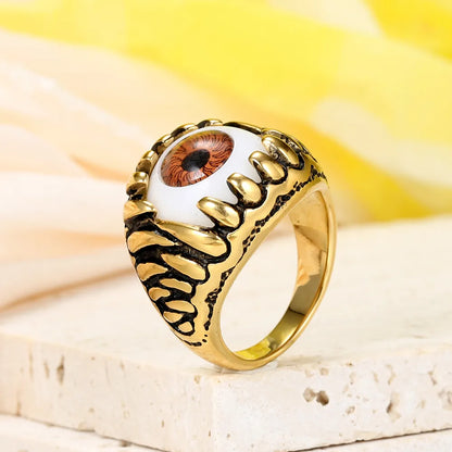 Classical Hawaiian Romantic Color Block 316 Stainless Steel  Plating Inlay Glass Stone 18K Gold Plated Men'S Rings