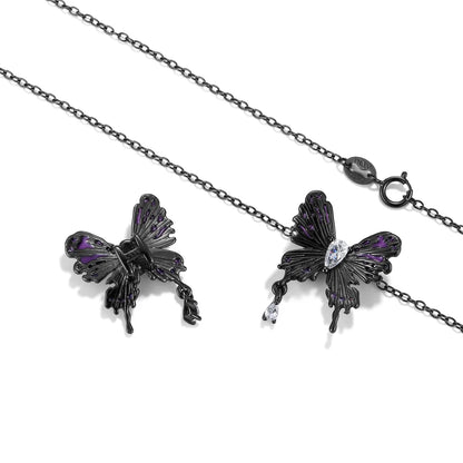 Classical Insect Sterling Silver Plating Inlay Zircon Charms Necklace