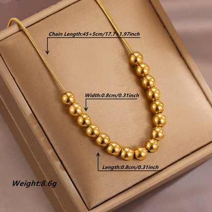 Classical Lady Ball Titanium Steel Plating Gold Plated Necklace