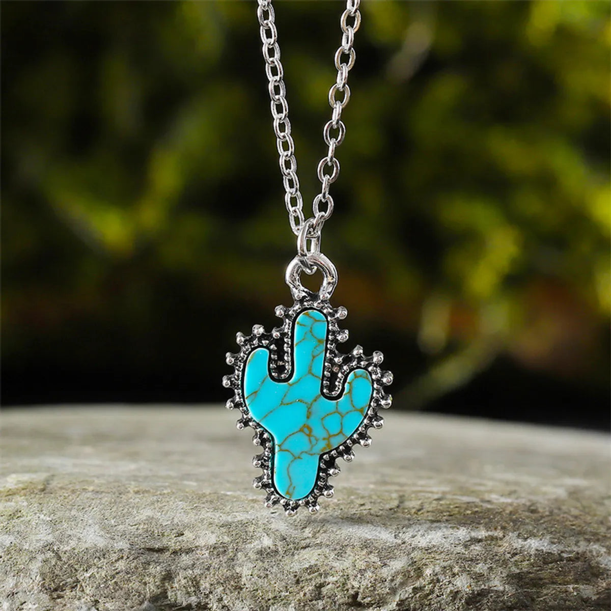 Classical Novelty Classic Style Cactus Turquoise Zinc Alloy Wholesale Earrings Necklace Jewelry Set