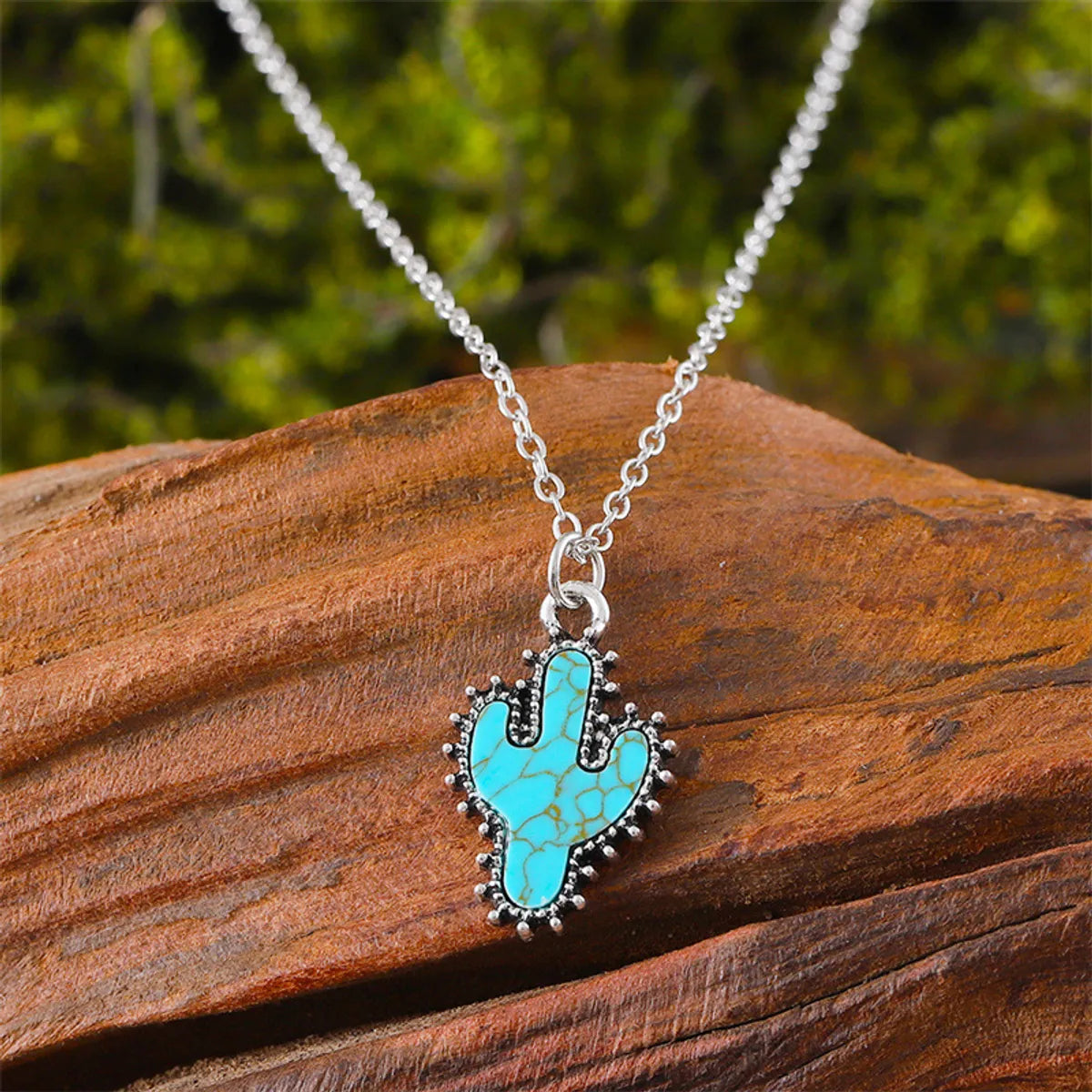 Classical Novelty Classic Style Cactus Turquoise Zinc Alloy Wholesale Earrings Necklace Jewelry Set