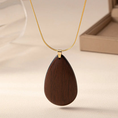 Classical Retro Classic Style Water Droplets Wood Copper Alloy Women'S Pendant Necklace