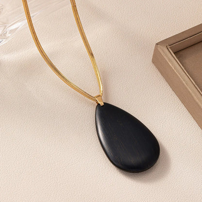 Classical Retro Classic Style Water Droplets Wood Copper Alloy Women'S Pendant Necklace