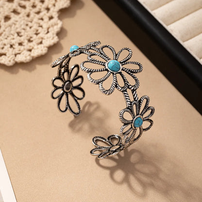 Classical Retro Flower Acrylic Alloy Wholesale Bangle