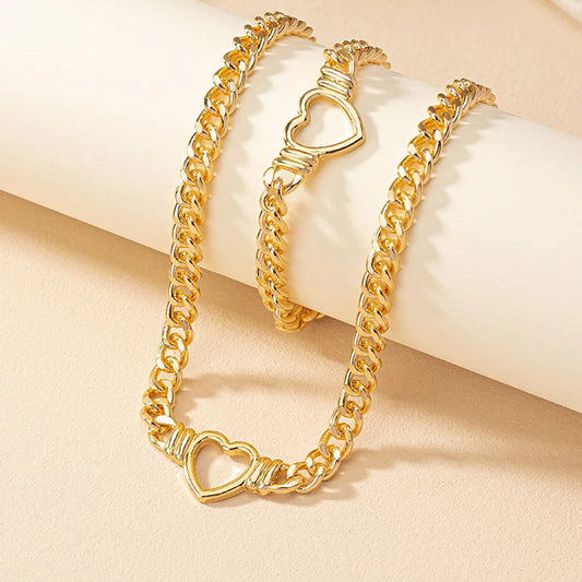 Classical Retro Heart Shape Alloy Plating Women's Bracelets Necklace