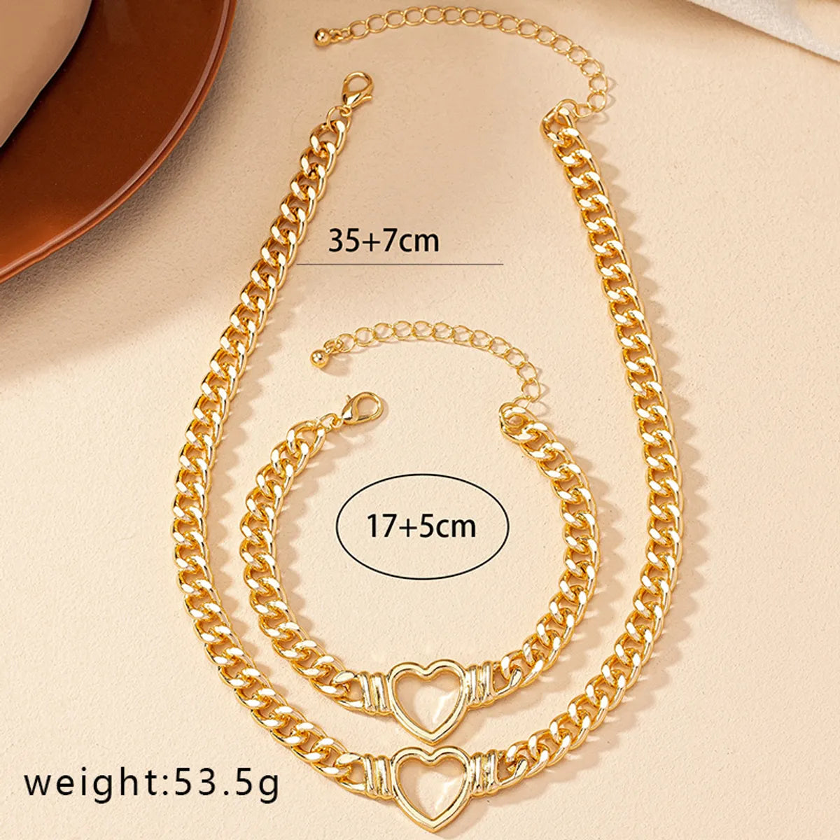 Classical Retro Heart Shape Alloy Plating Women's Bracelets Necklace