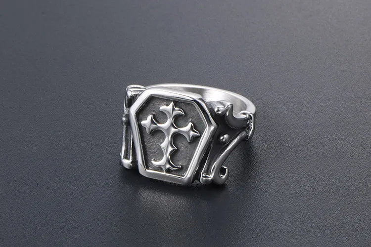 Classical Retro Punk Cross 304 Stainless Steel Polishing Men'S Rings