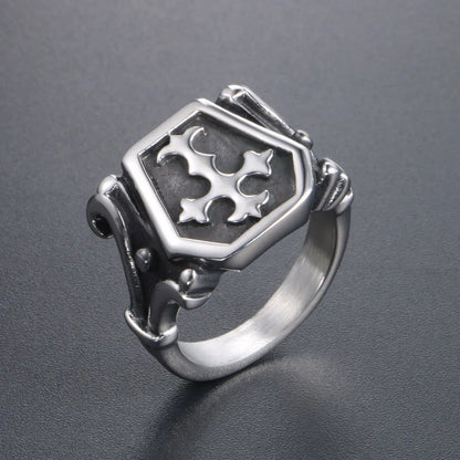 Classical Retro Punk Cross 304 Stainless Steel Polishing Men'S Rings