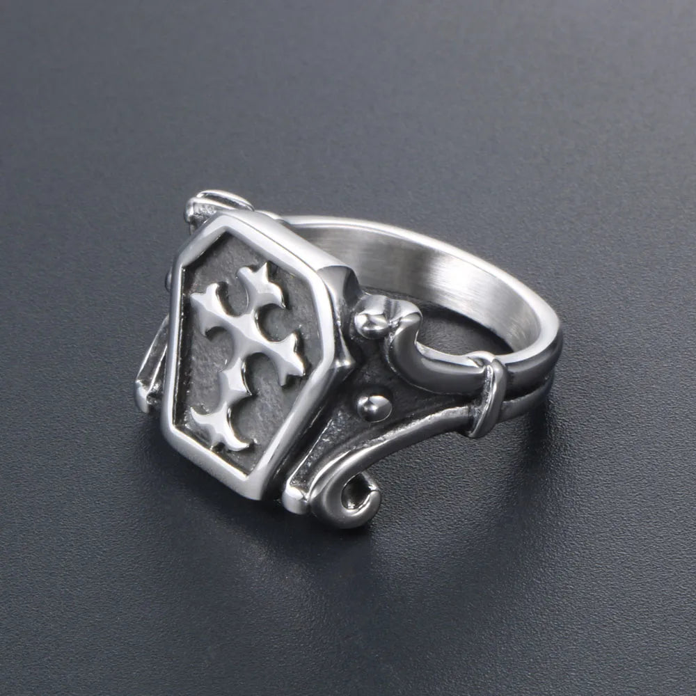 Classical Retro Punk Cross 304 Stainless Steel Polishing Men'S Rings