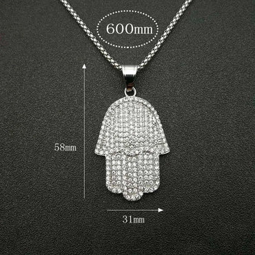 Classical Retro Punk Palm Titanium Steel Men'S Pendant Necklace