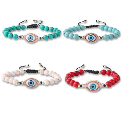 Classical Retro Roman Style Eye Natural Stone Beaded Handmade Bracelets