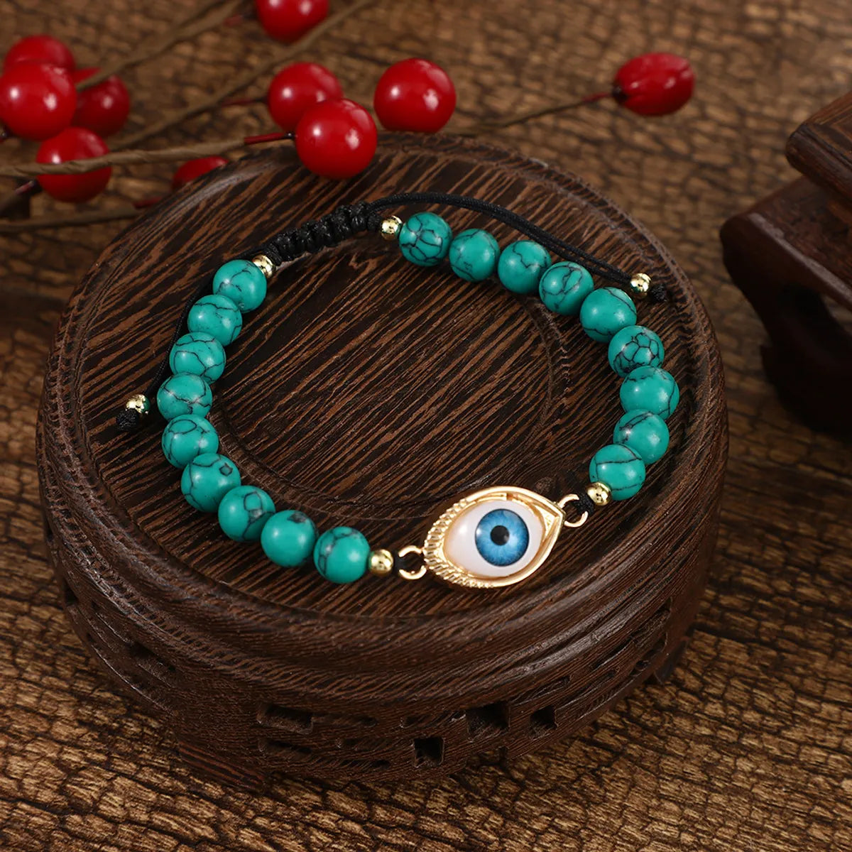 Classical Retro Roman Style Eye Natural Stone Beaded Handmade Bracelets