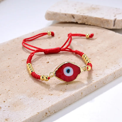 Classical Retro Simple Style Devil's Eye Oval Glass Patchwork Gold Plated Women's Bracelets