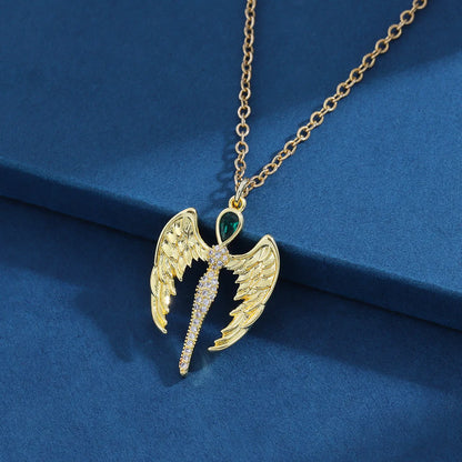 Classical Romantic Angel Wings 18K Gold Plated 304 Stainless Steel Alloy Wholesale Pendant Necklace