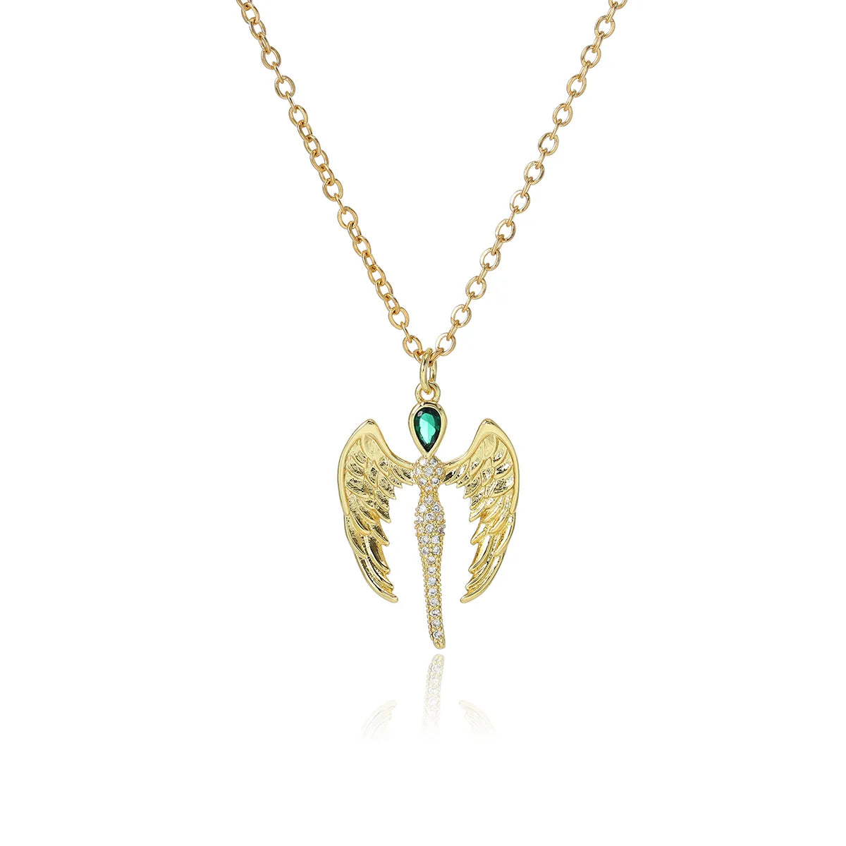 Classical Romantic Angel Wings 18K Gold Plated 304 Stainless Steel Alloy Wholesale Pendant Necklace