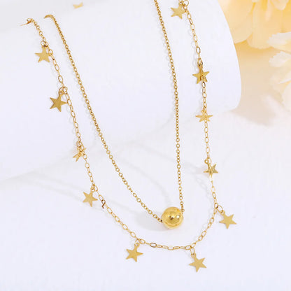 Classical Romantic Star 18K Gold Plated 304 Stainless Steel Alloy Wholesale Double Layer Necklaces