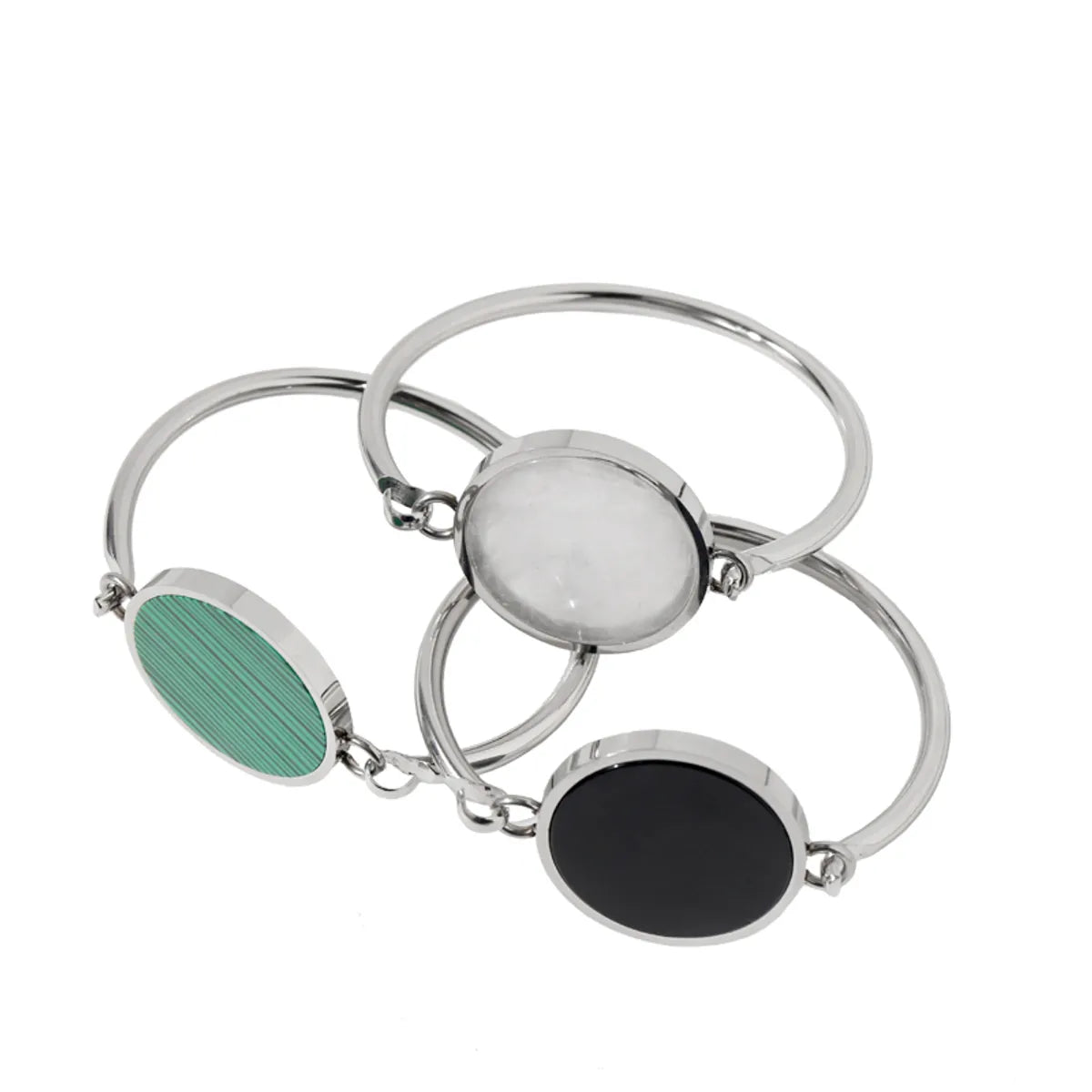 Classical Round Titanium Steel Artificial Gemstones Bangle In Bulk