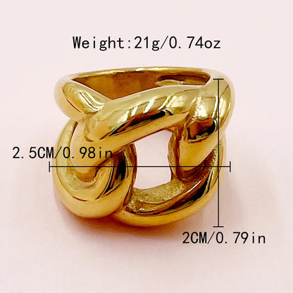 Classical Simple Style Irregular Geometric Stainless Steel Plating Hollow Out Gold Plated Rings