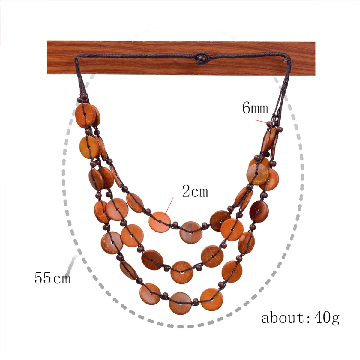 Classical Solid Color Coconut Shell Rope Women'S Layered Necklaces