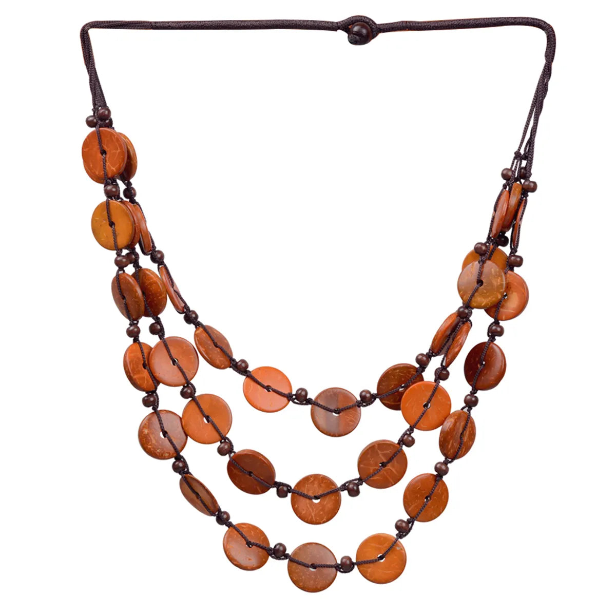 Classical Solid Color Coconut Shell Rope Women'S Layered Necklaces