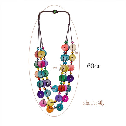 Classical Solid Color Coconut Shell Rope Women'S Layered Necklaces