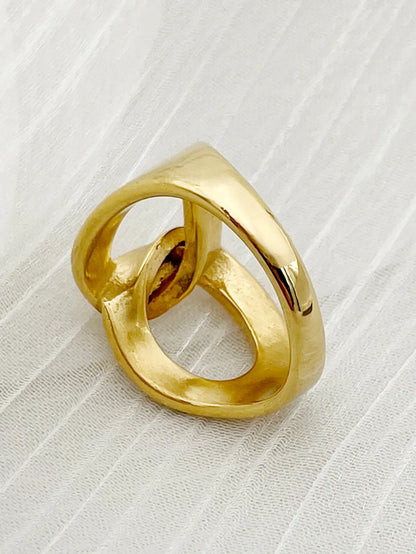 Classical Solid Color Stainless Steel Gold Plated Rings In Bulk