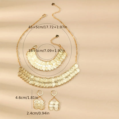 Classical Vintage Style Simple Style Coin Copper Plating 18k Gold Plated Bracelets Earrings Necklace