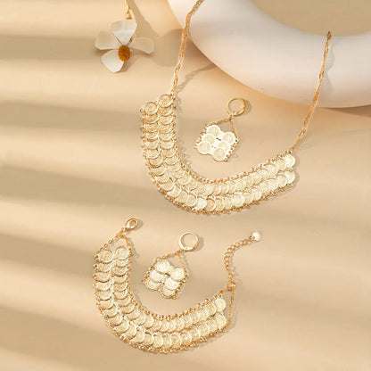 Classical Vintage Style Simple Style Coin Copper Plating 18k Gold Plated Bracelets Earrings Necklace