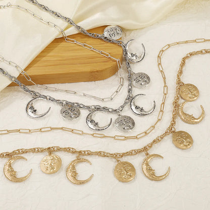 Classical Vintage Style Simple Style Moon Alloy Women's Layered Necklaces