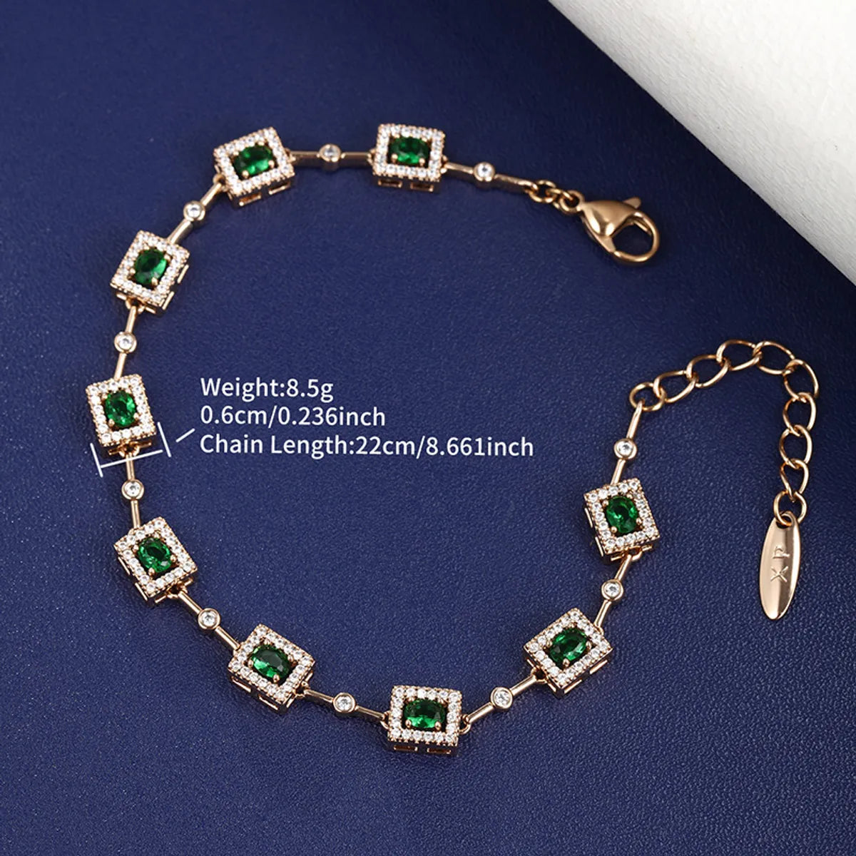 Classical XUPING Square Alloy Copper Alloy Inlay Artificial Gemstones 18K Gold Plated Women's Bracelets