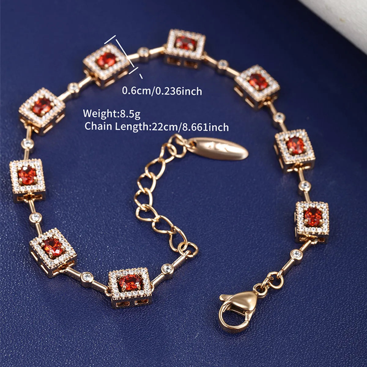 Classical XUPING Square Alloy Copper Alloy Inlay Artificial Gemstones 18K Gold Plated Women's Bracelets