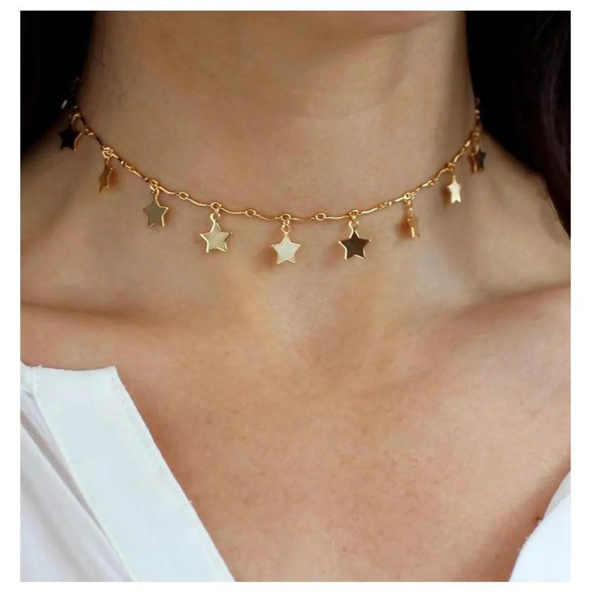 Clavicle Chain Temperament Simple Wind Short Section Copper Five-pointed Star