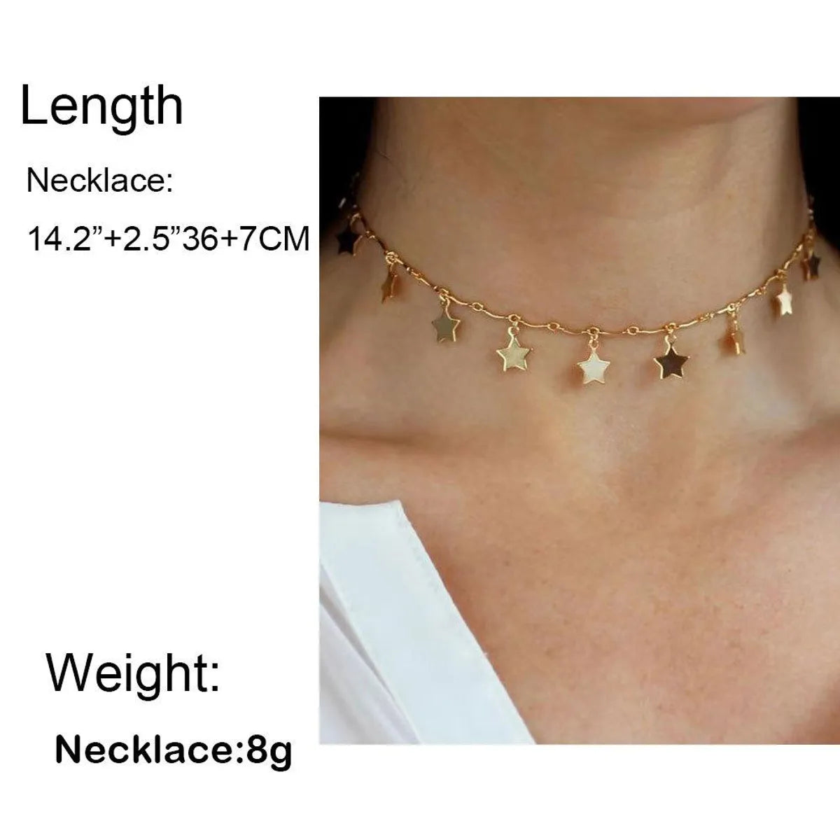 Clavicle Chain Temperament Simple Wind Short Section Copper Five-pointed Star