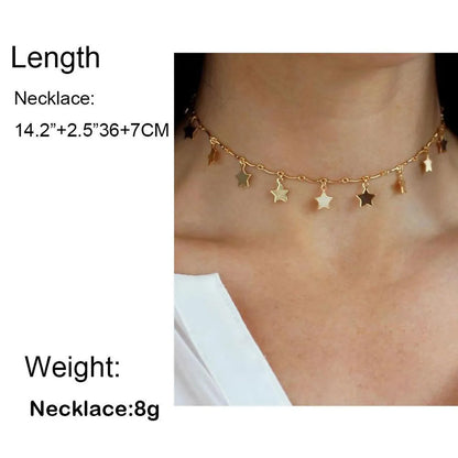 Clavicle Chain Temperament Simple Wind Short Section Copper Five-pointed Star